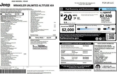 2020 Jeep Wrangler Unlimited Unlimited Sport Altitude