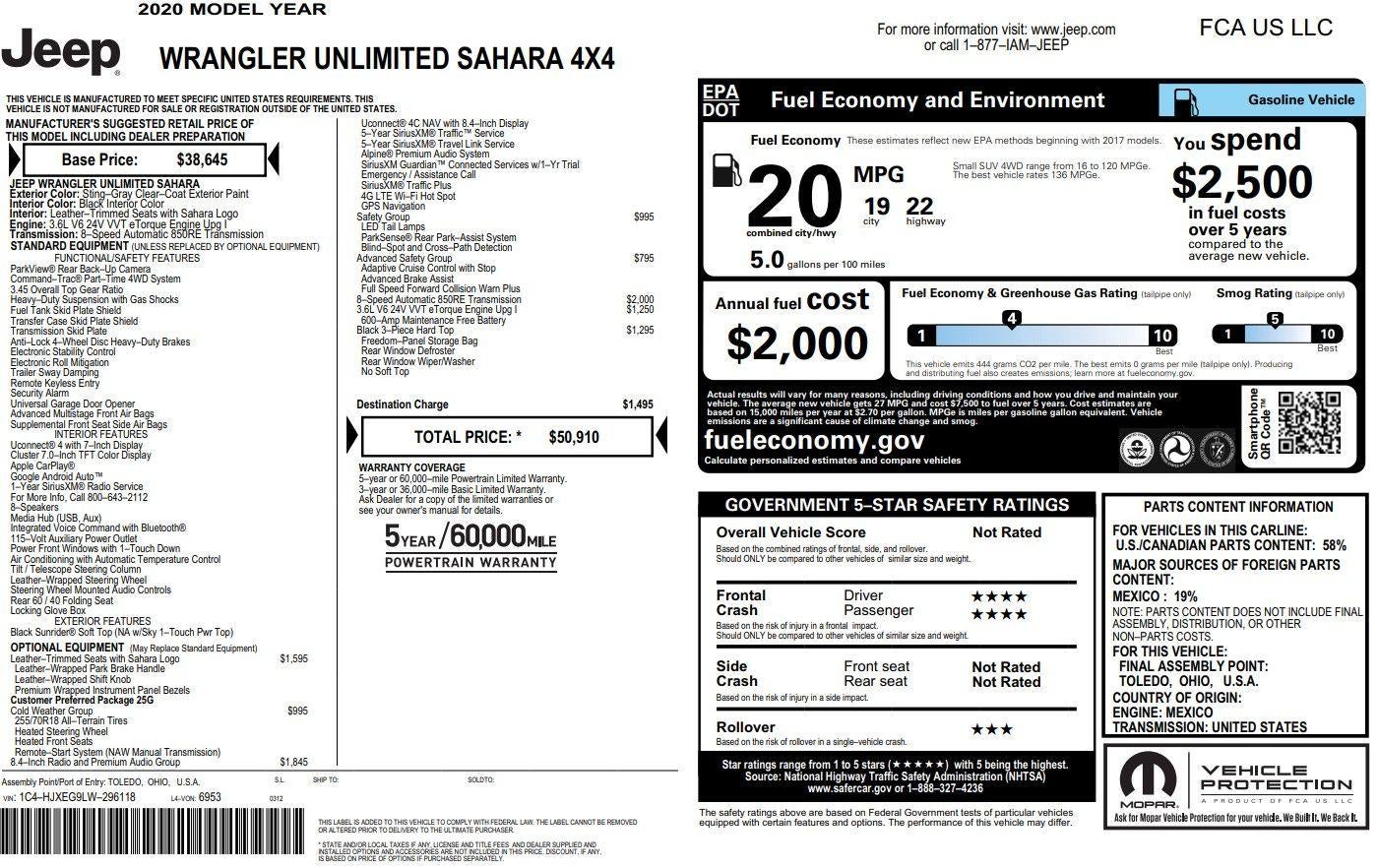 2020 Jeep Wrangler Unlimited Unlimited Sahara