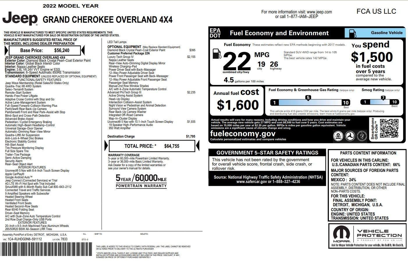 2022 Jeep Grand Cherokee Overland