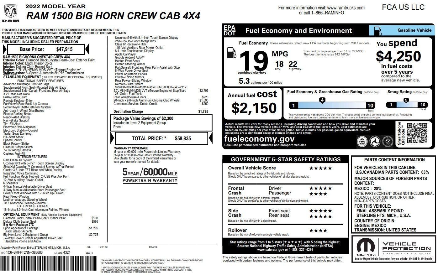 2022 RAM 1500 Big Horn/Lone Star