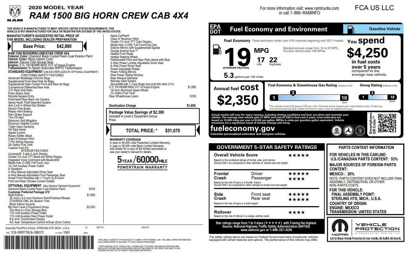 2020 RAM 1500 Big Horn/Lone Star