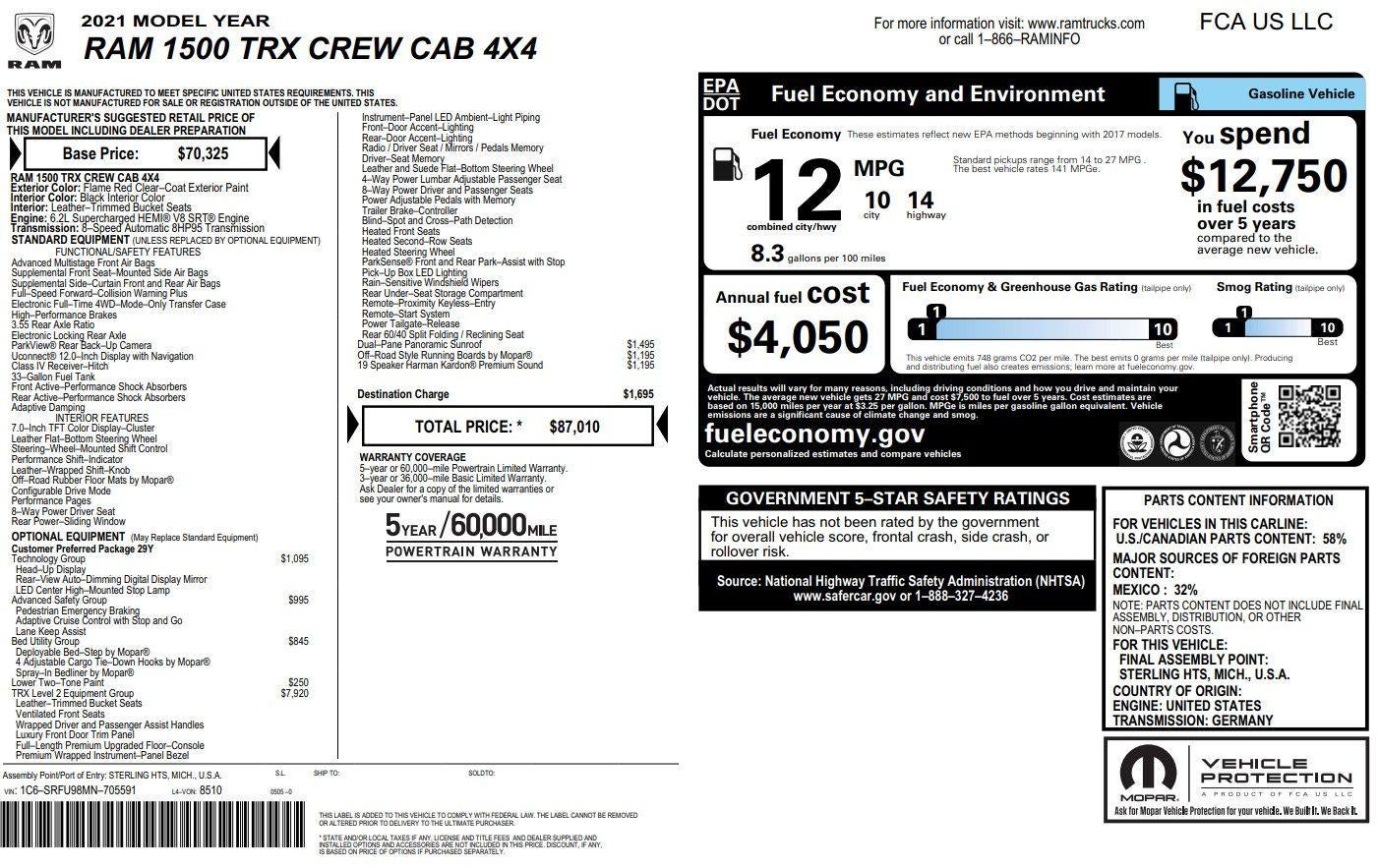2021 RAM 1500 TRX