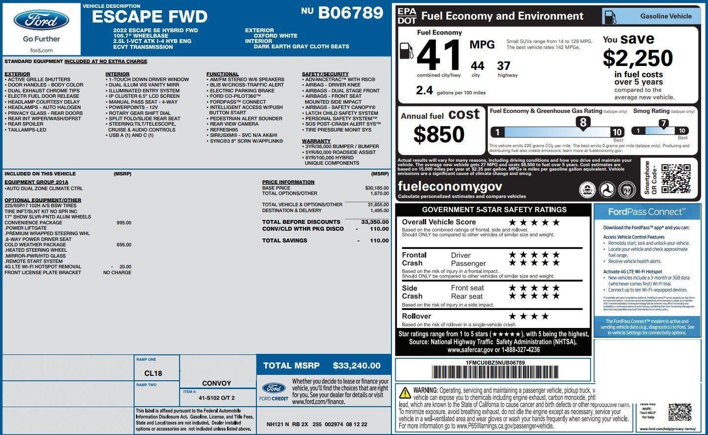 2022 Ford Escape SE Hybrid