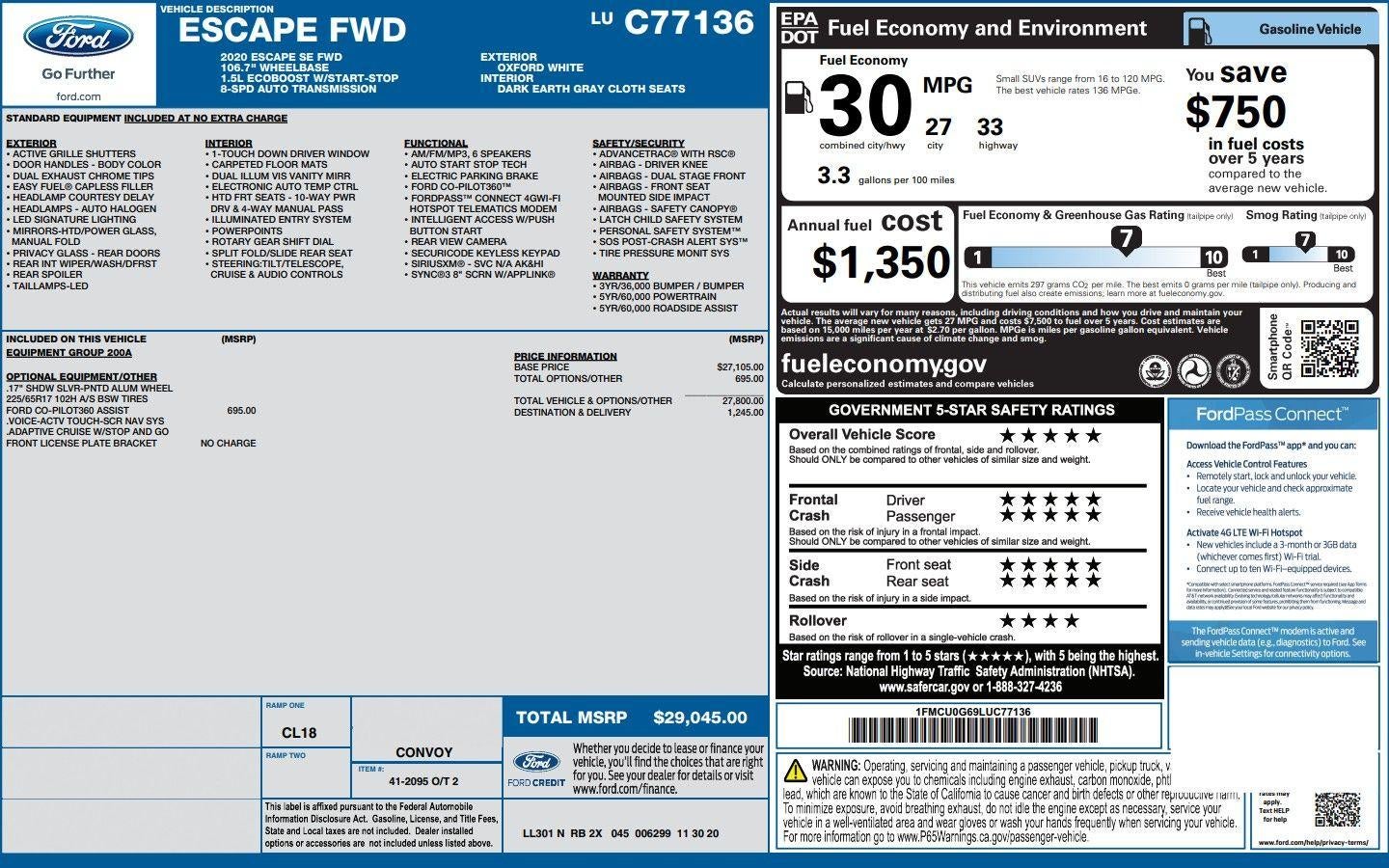 2020 Ford Escape SE