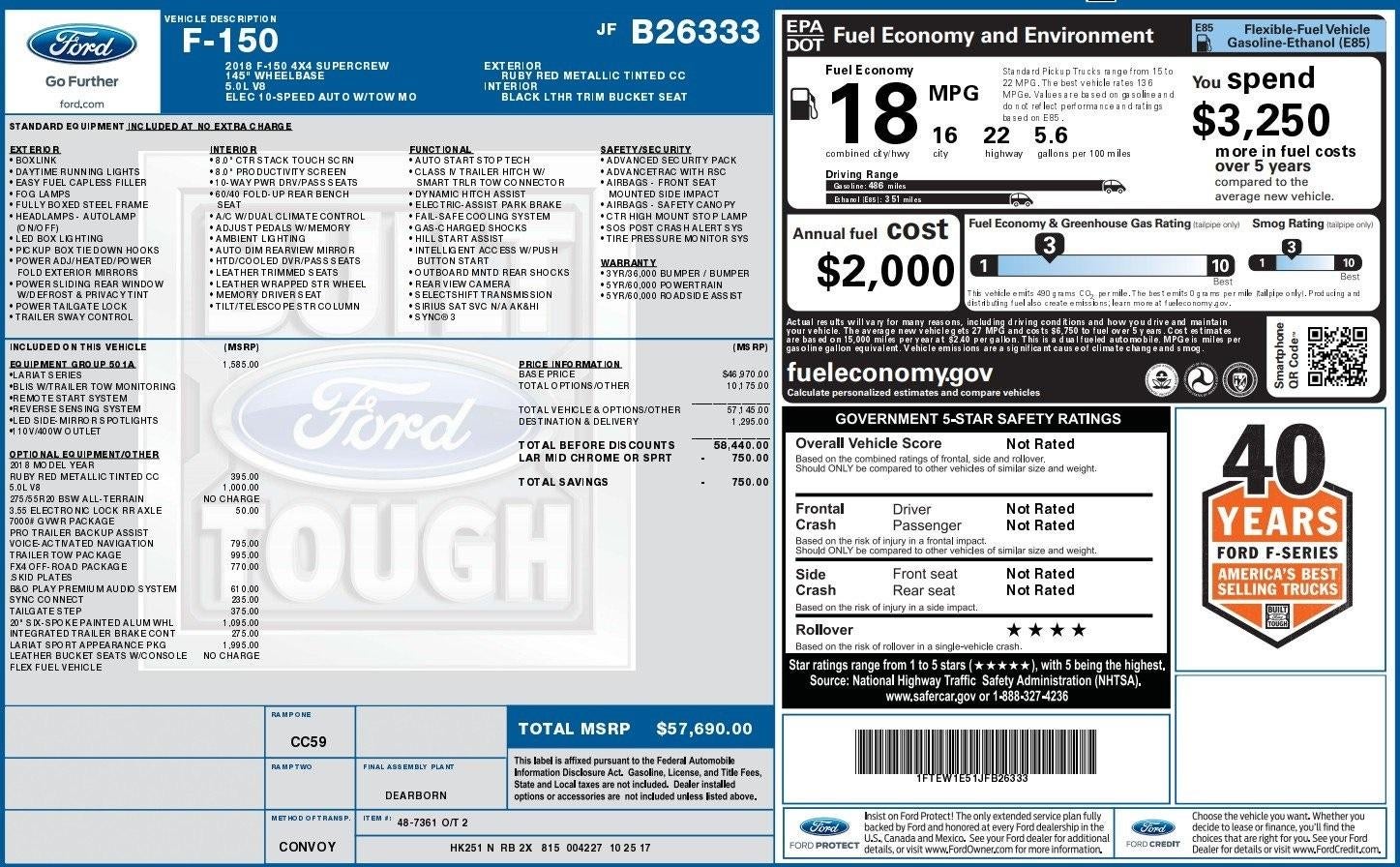 2018 Ford F-150 Lariat