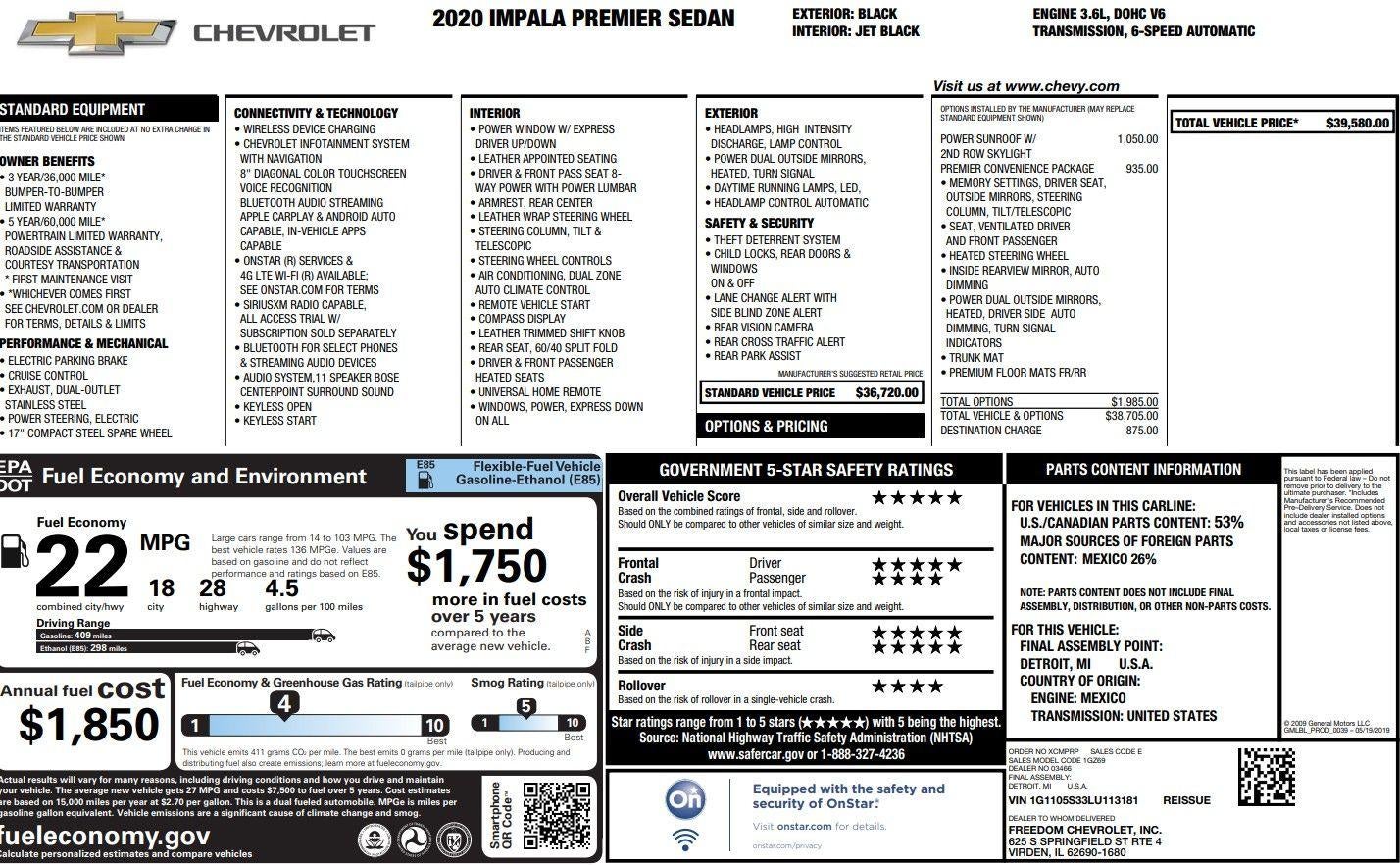 2020 Chevrolet Impala Premier