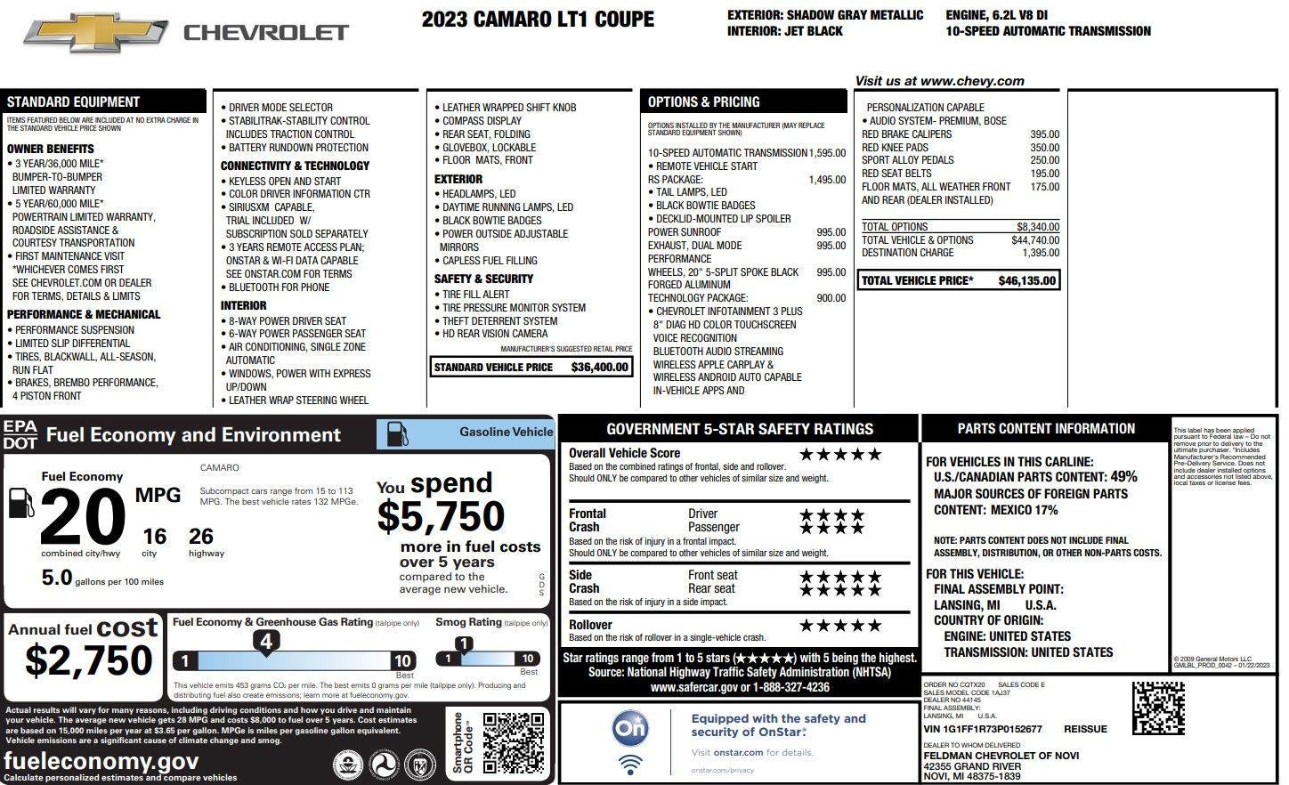 2023 Chevrolet Camaro LT1