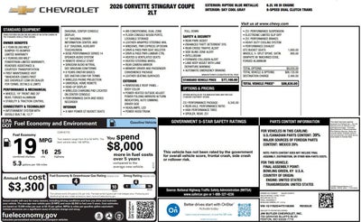 2026 Chevrolet Corvette Stingray Stingray