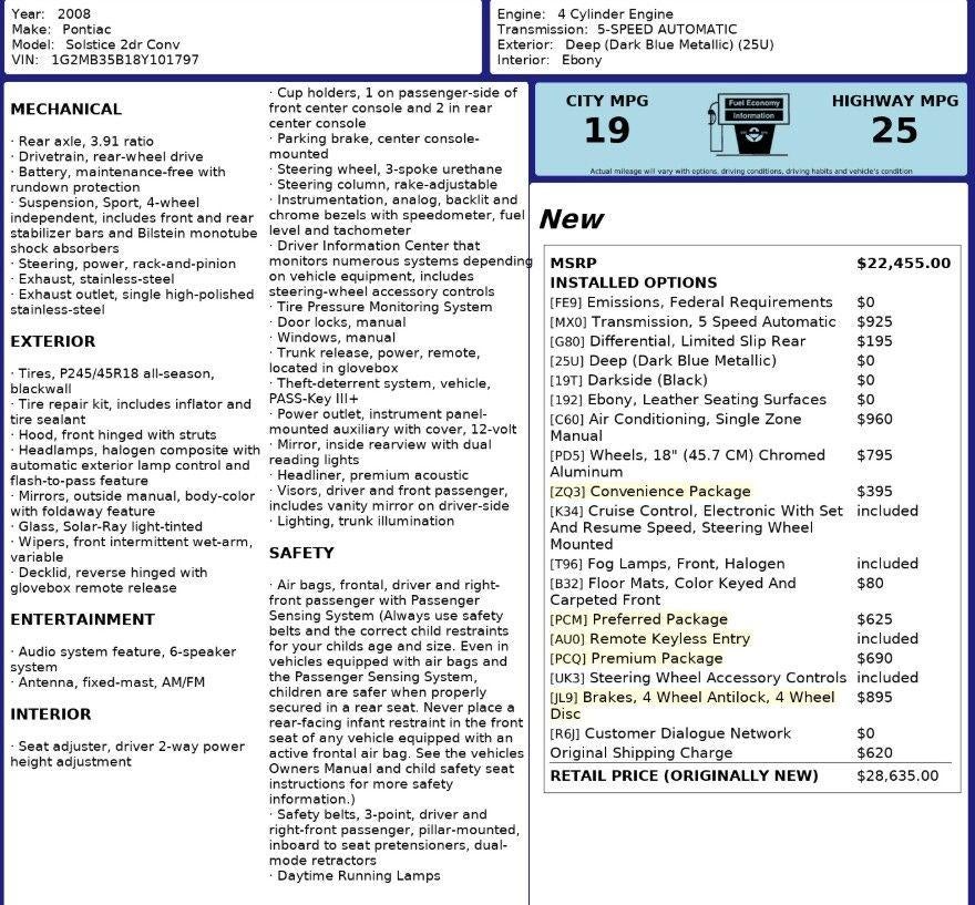 2008 Pontiac Solstice Base