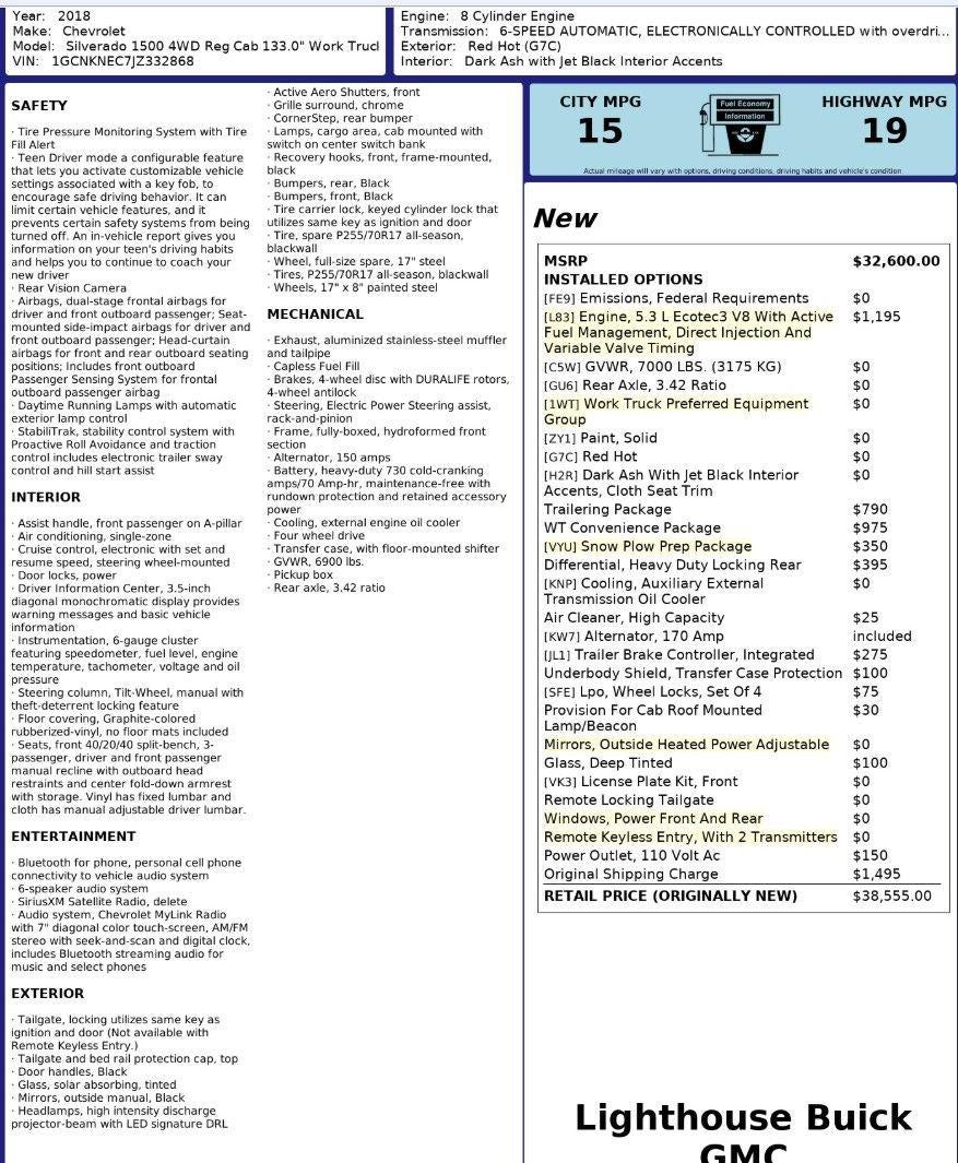 2018 Chevrolet Silverado 1500 WT