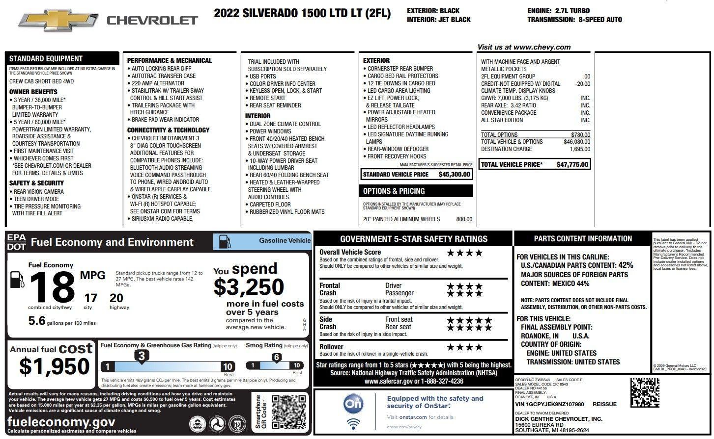 2022 Chevrolet Silverado 1500 LTD LT All Star Edition
