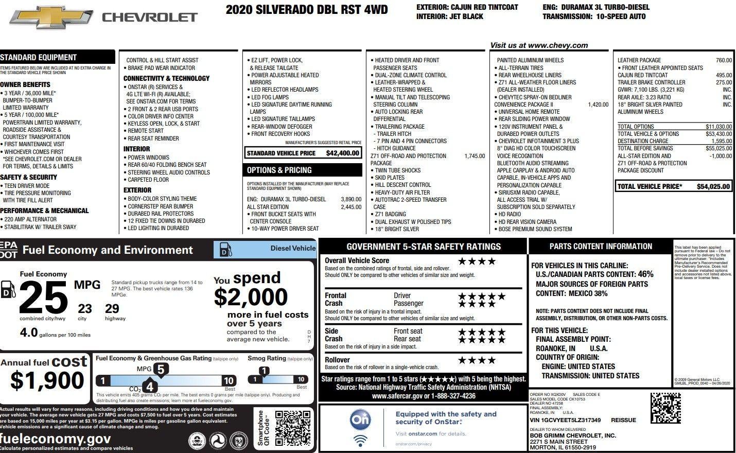 2020 Chevrolet Silverado 1500 RST All Star Edition