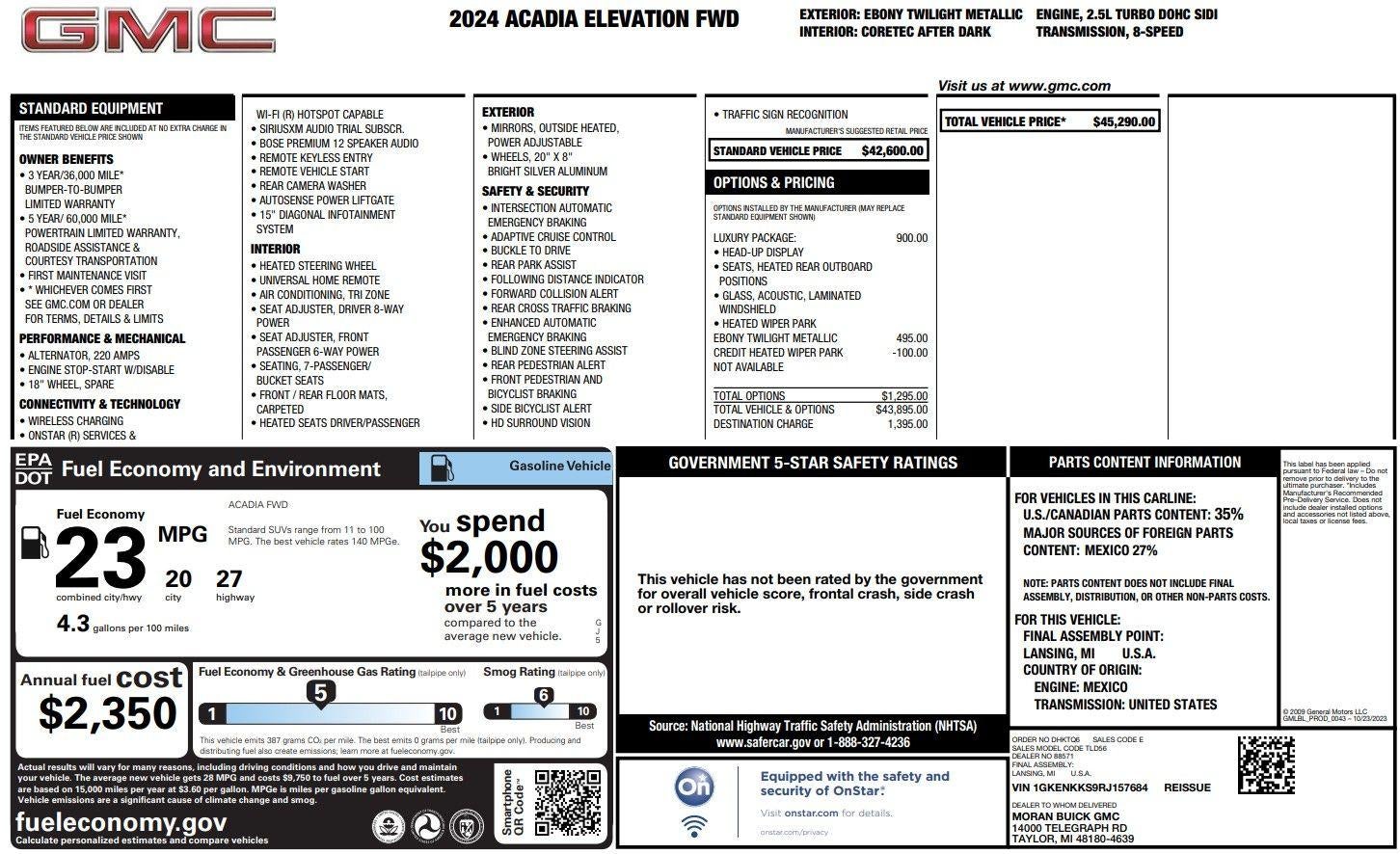 2024 GMC Acadia Elevation