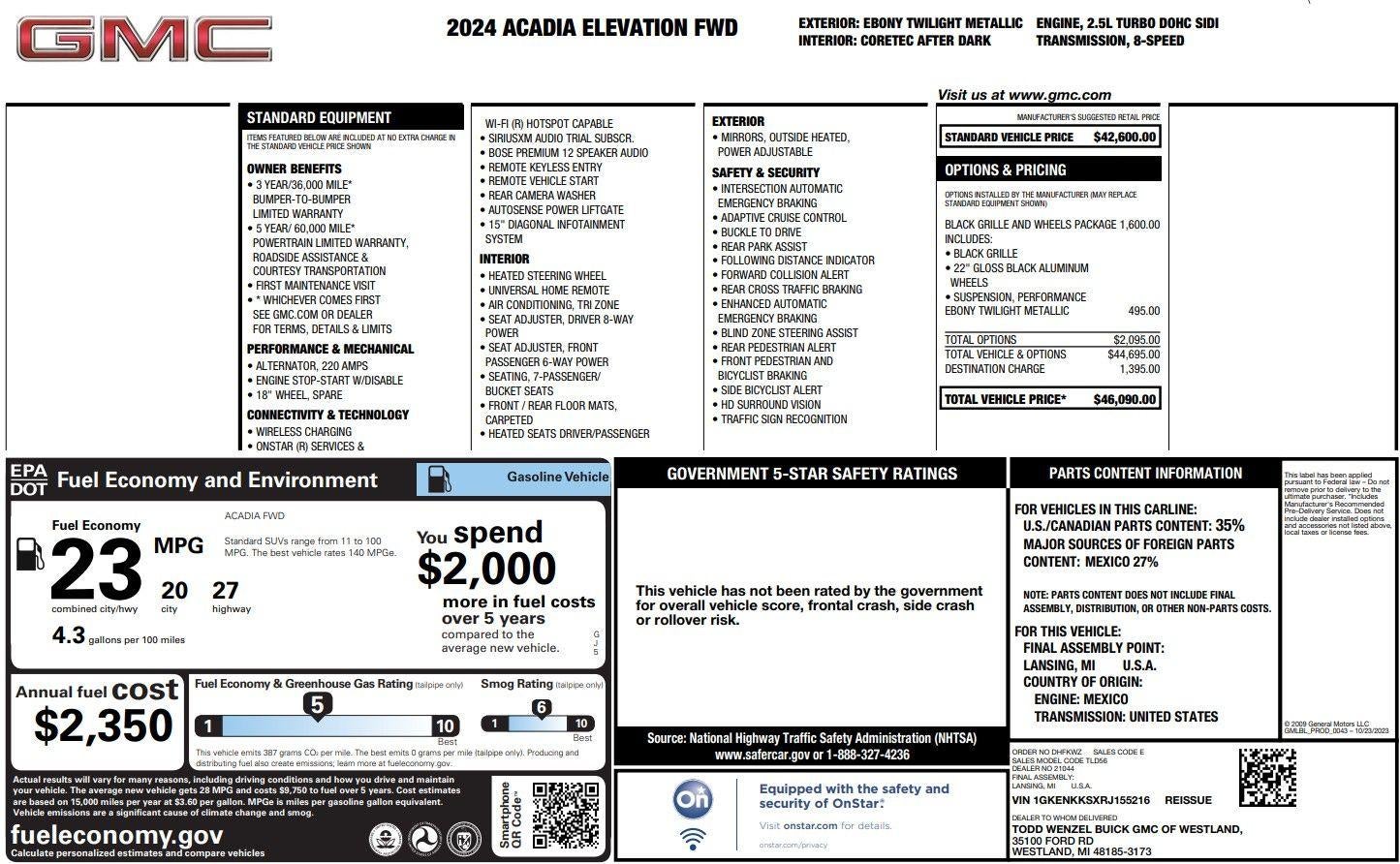 2024 GMC Acadia Elevation