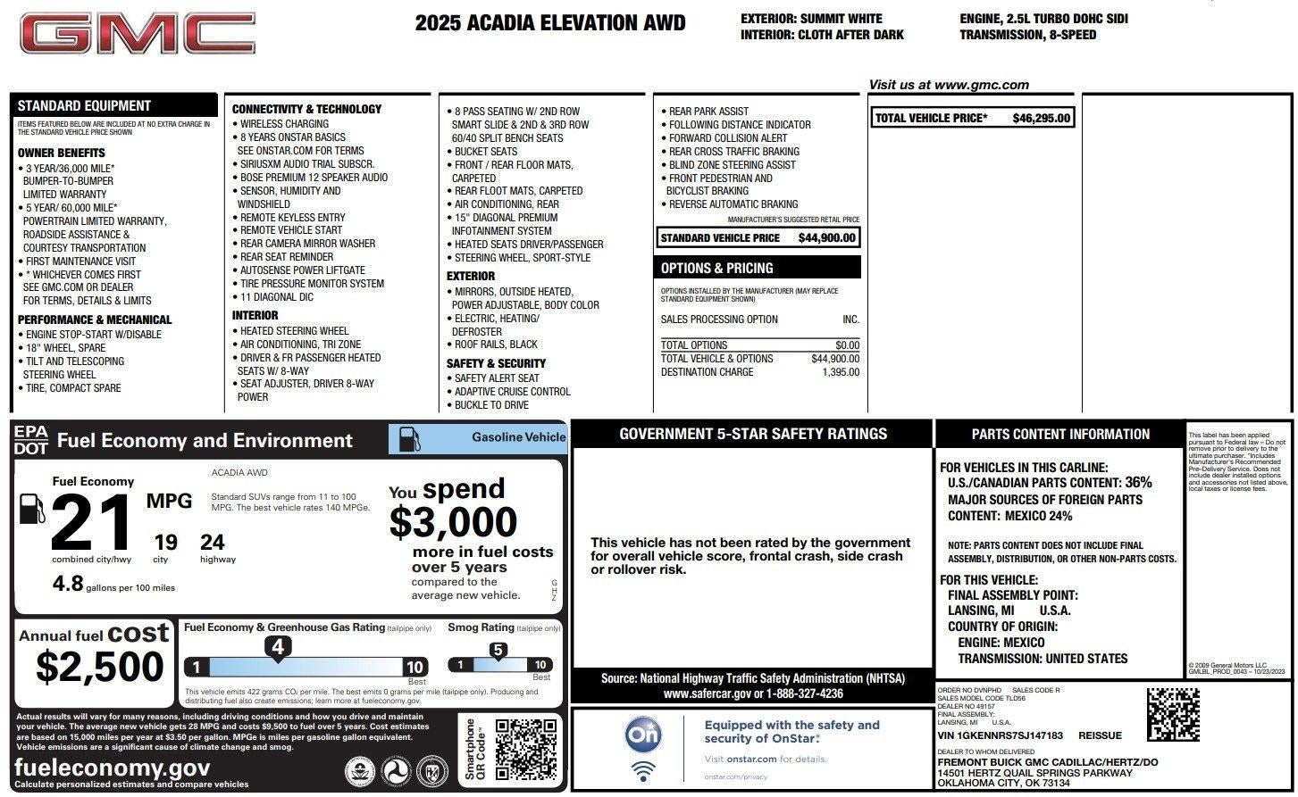 2025 GMC Acadia Elevation