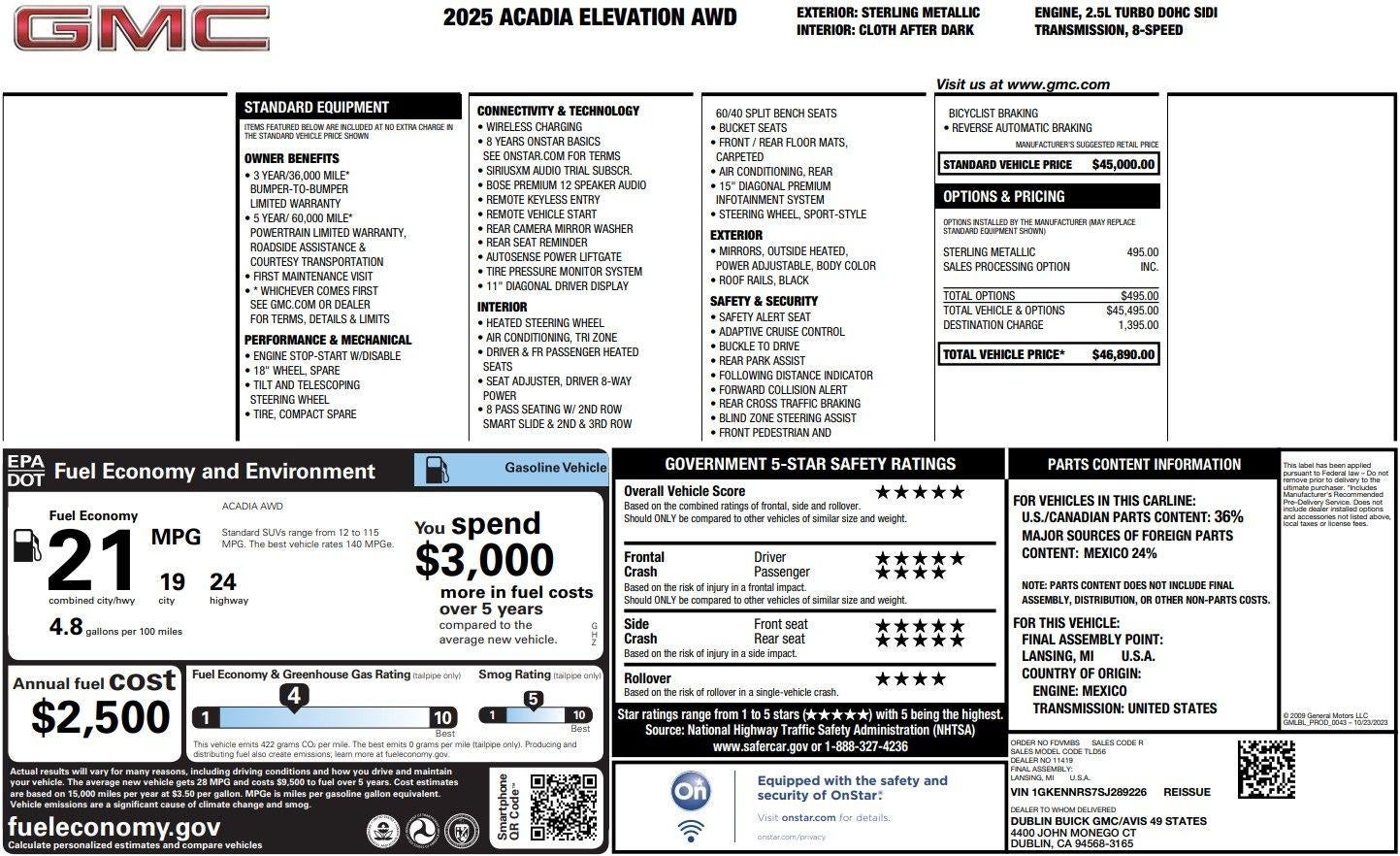 2025 GMC Acadia Elevation