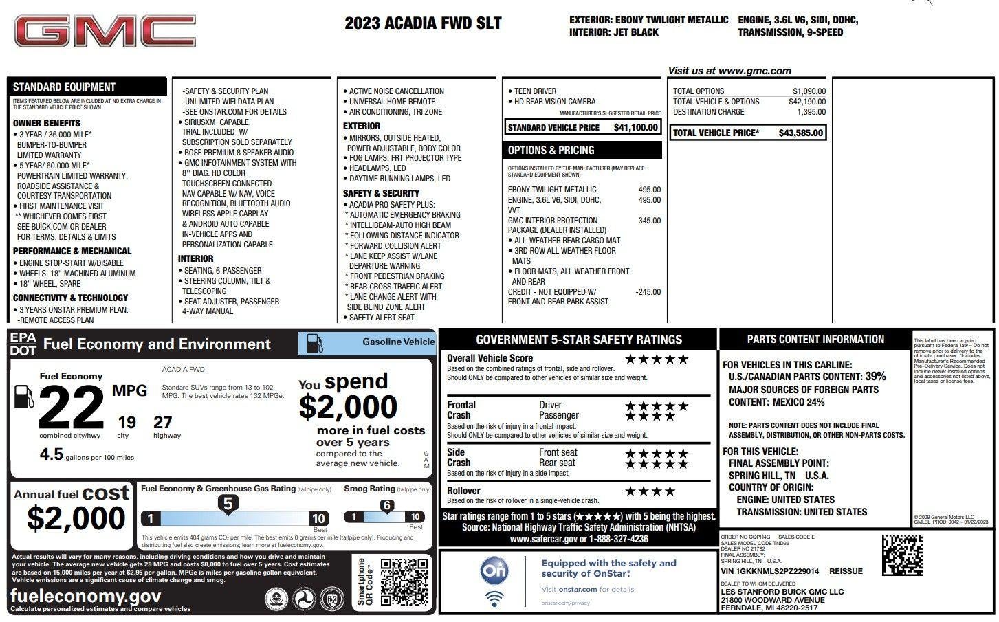 2023 GMC Acadia SLT