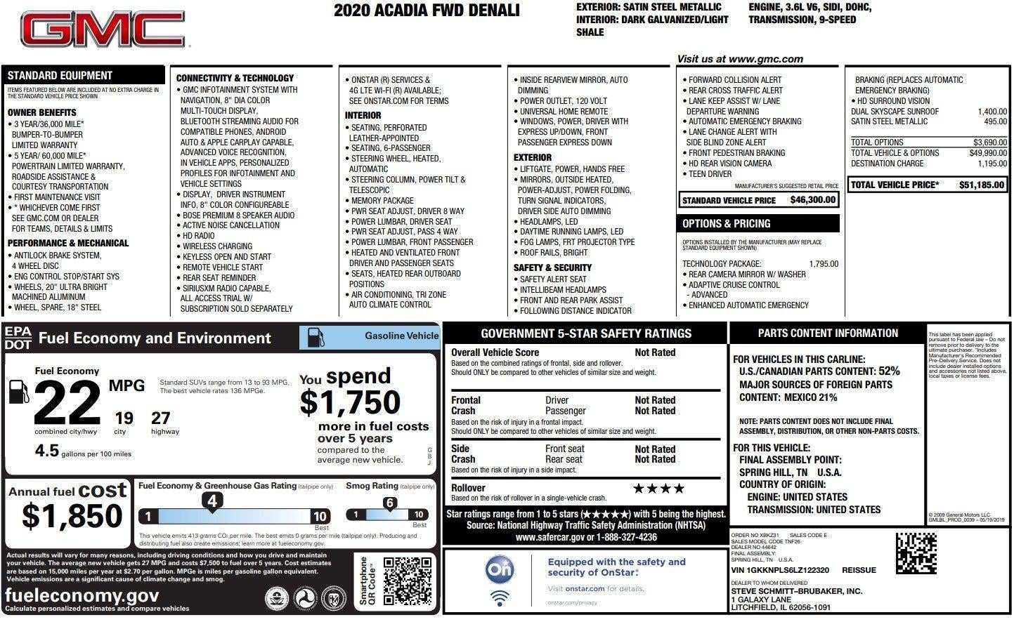 2020 GMC Acadia Denali