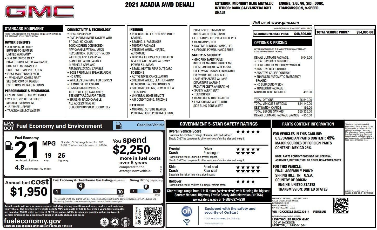 2021 GMC Acadia Denali