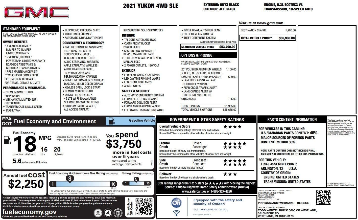 2021 GMC Yukon SLE