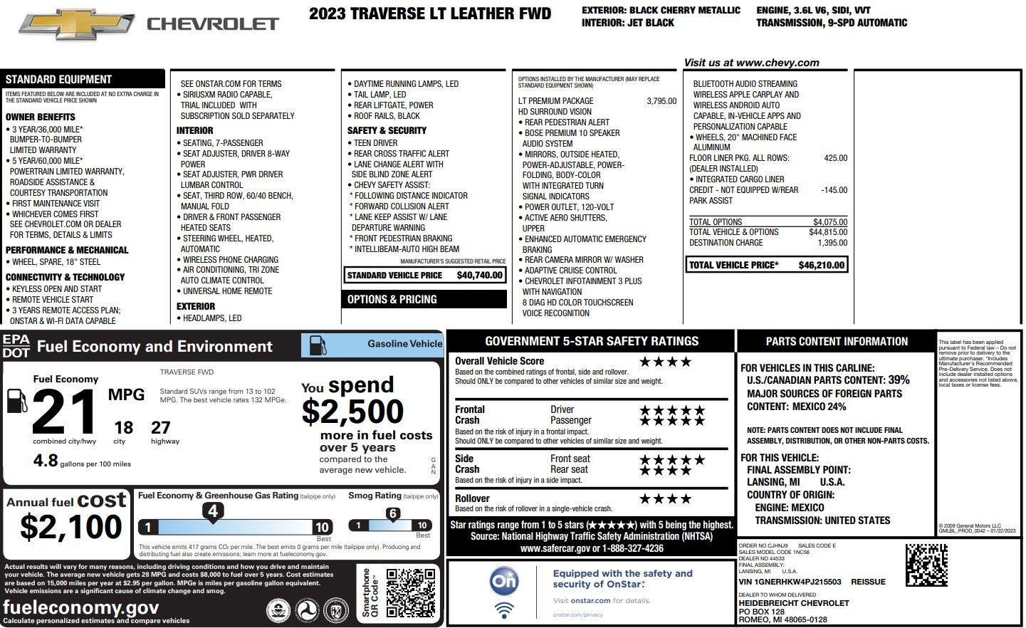 2023 Chevrolet Traverse LT Leather