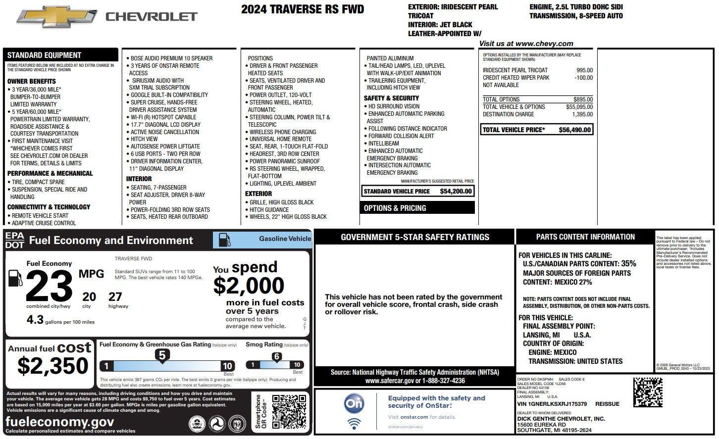 2024 Chevrolet Traverse RS