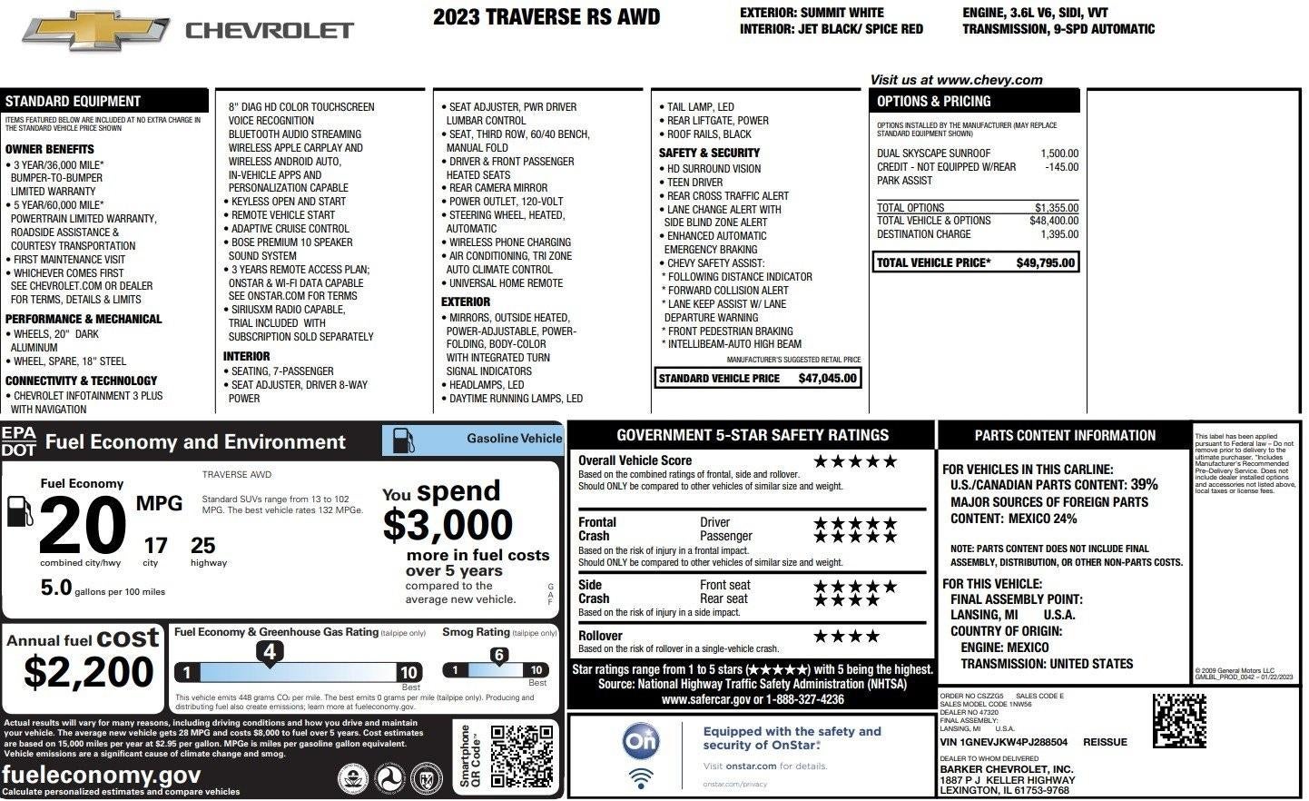 2023 Chevrolet Traverse RS
