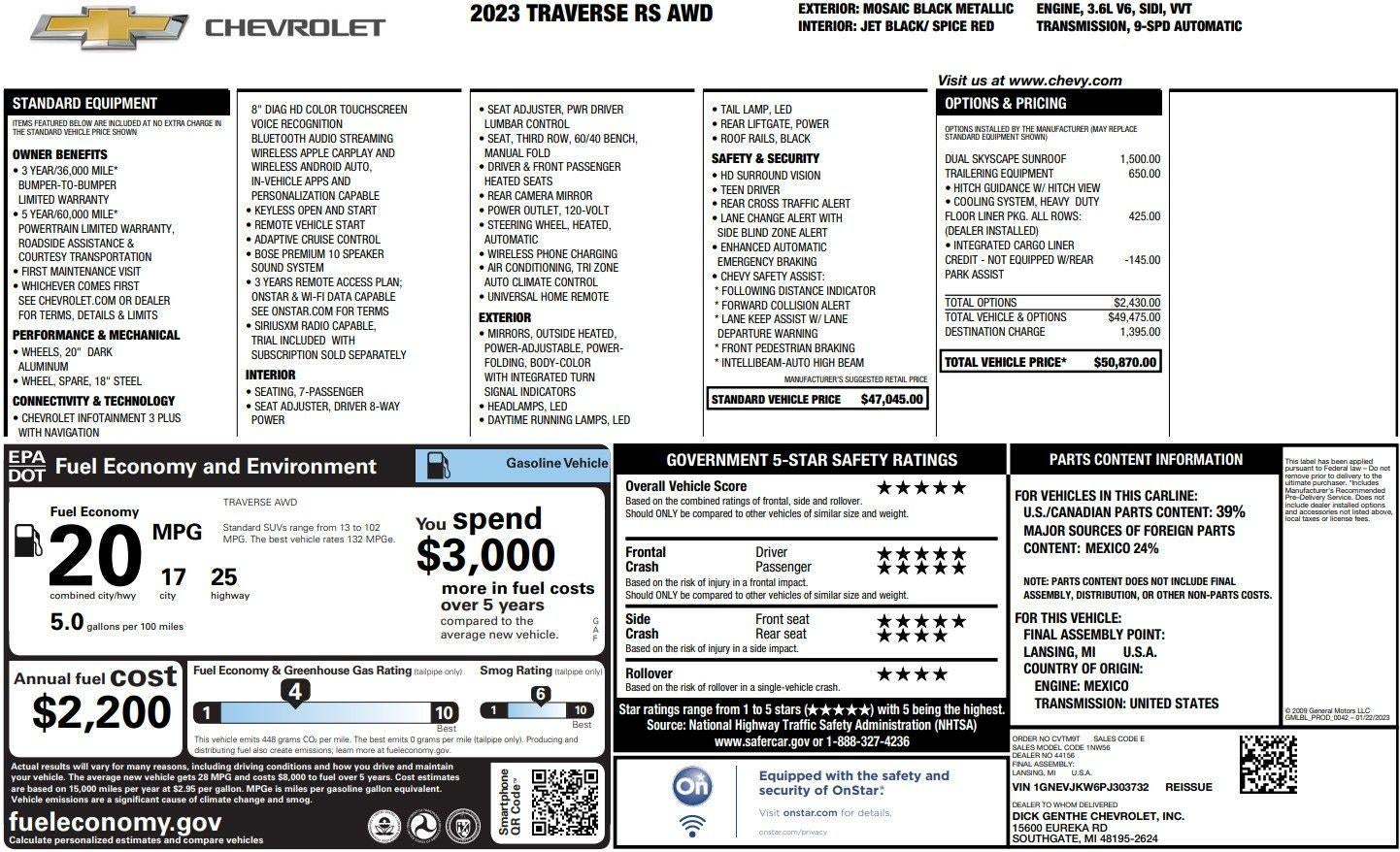 2023 Chevrolet Traverse RS