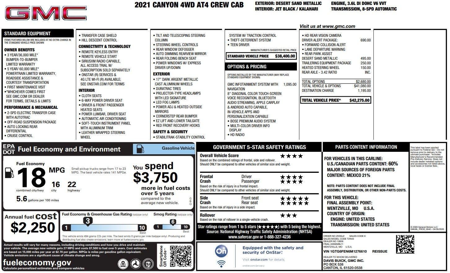 2021 GMC Canyon AT4 w/Cloth