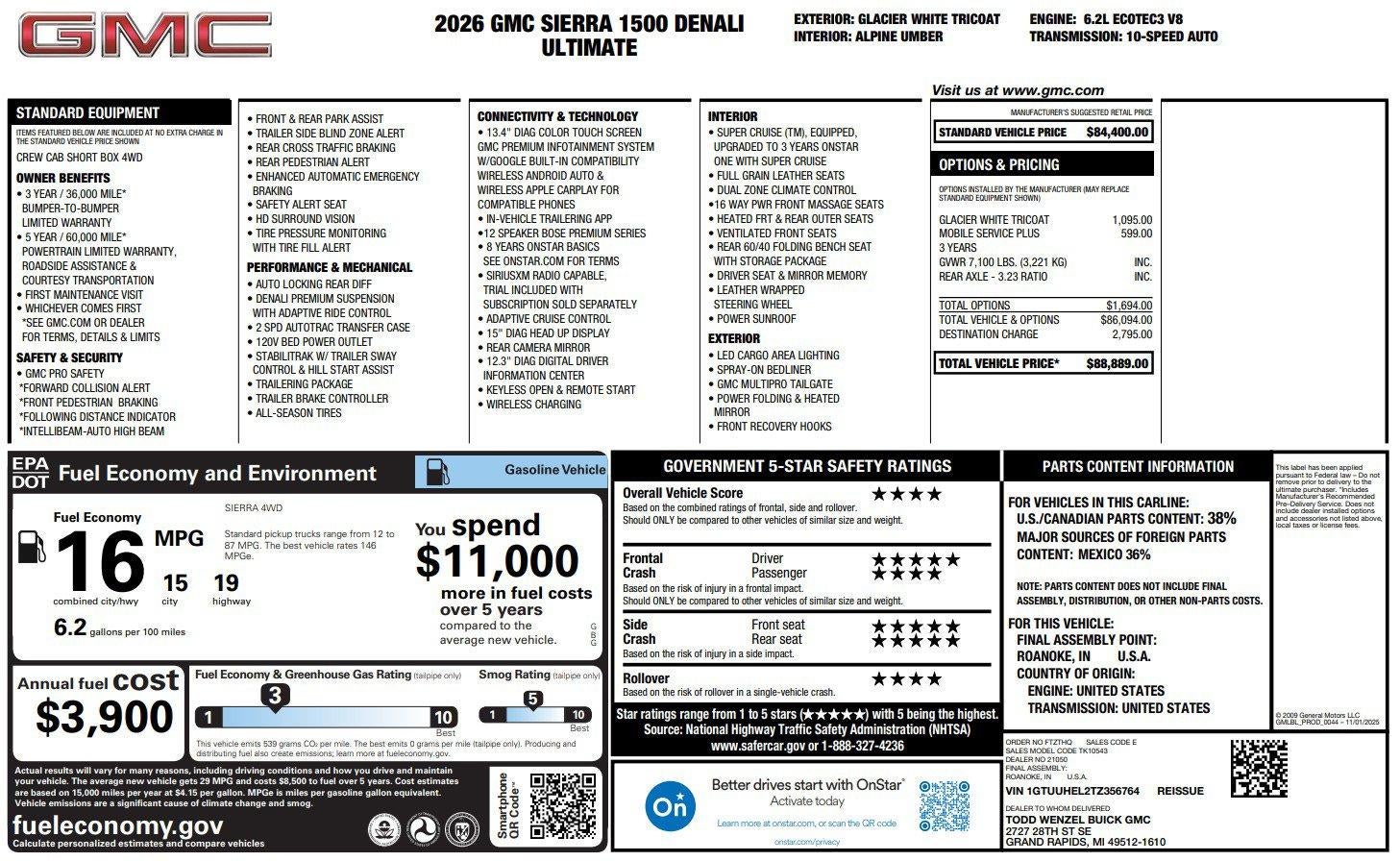 2026 GMC Sierra 1500 Denali Ultimate