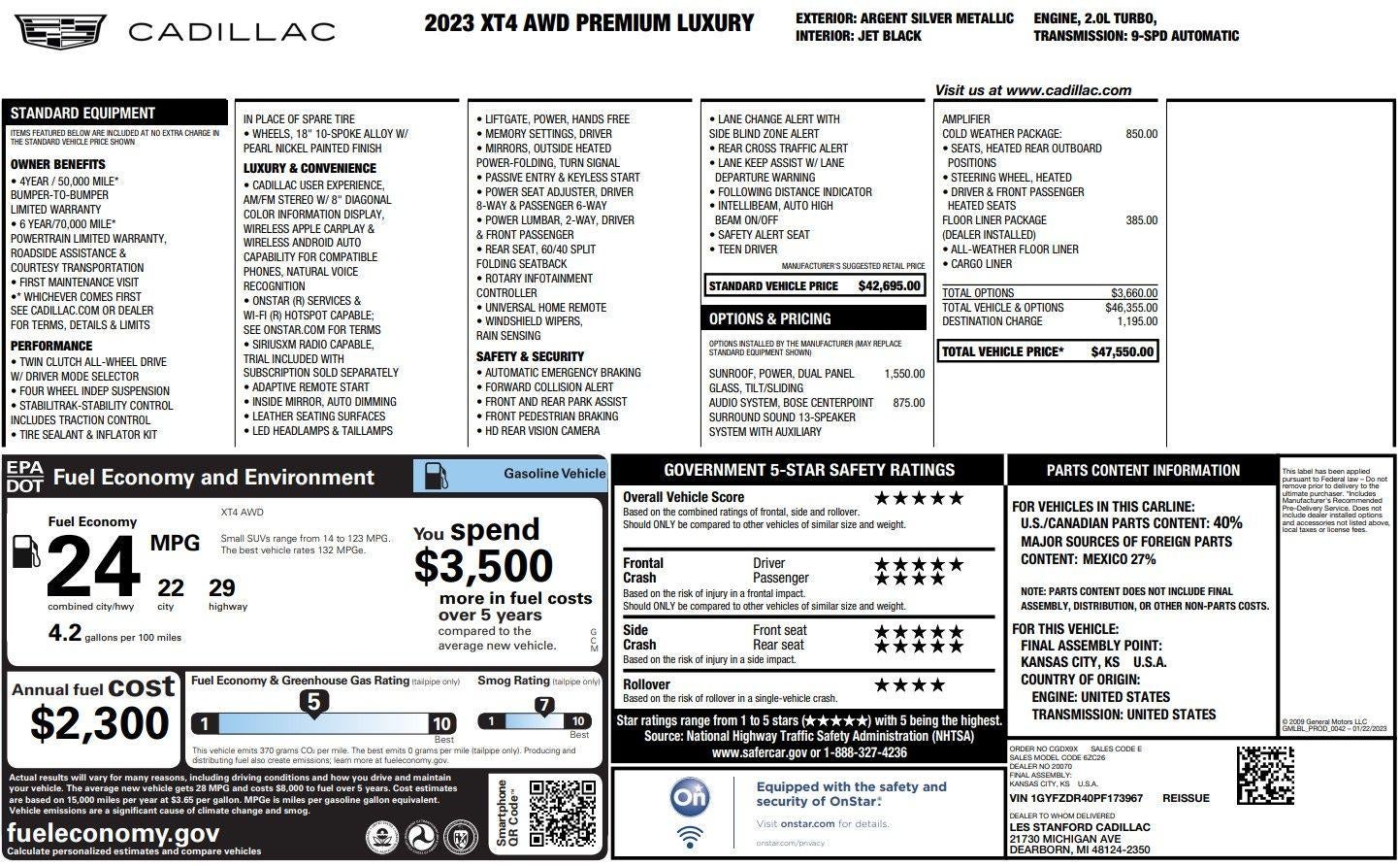 2023 Cadillac XT4 Premium Luxury