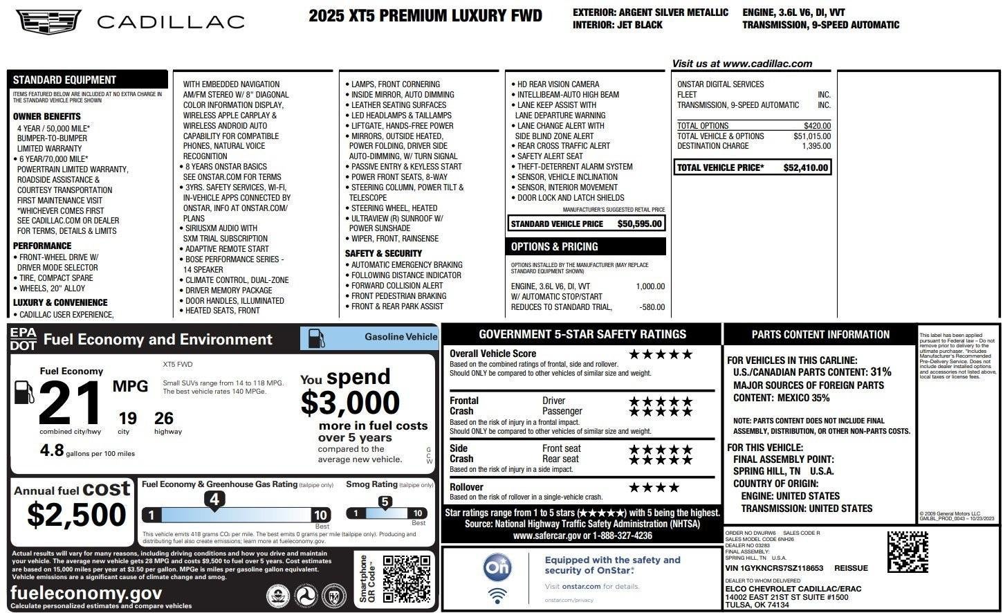 2025 Cadillac XT5 Premium Luxury