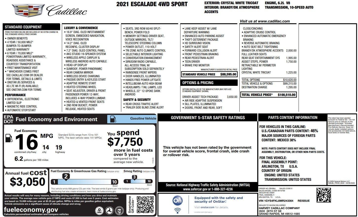 2021 Cadillac Escalade Sport