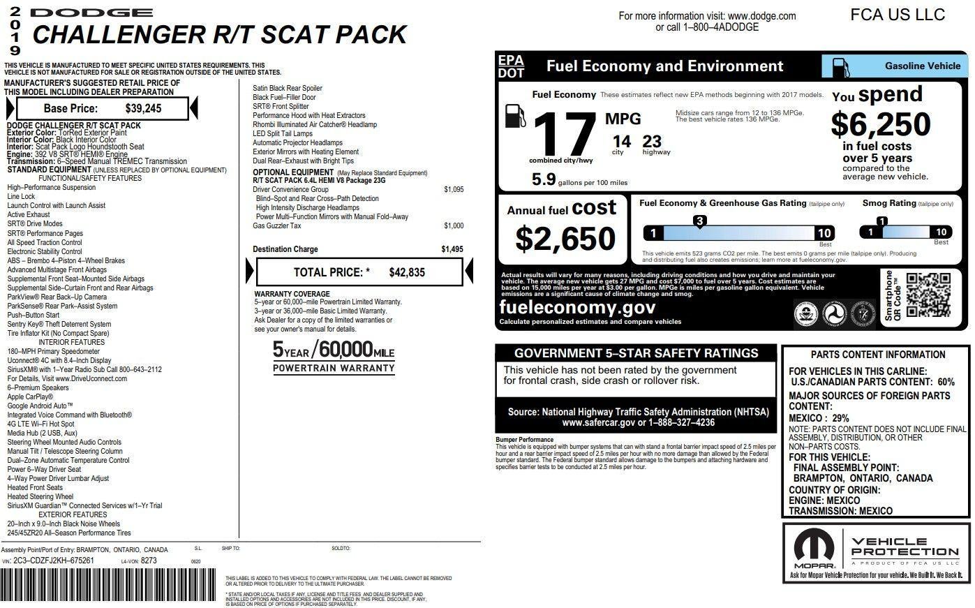 2019 Dodge Challenger R/T Scat Pack