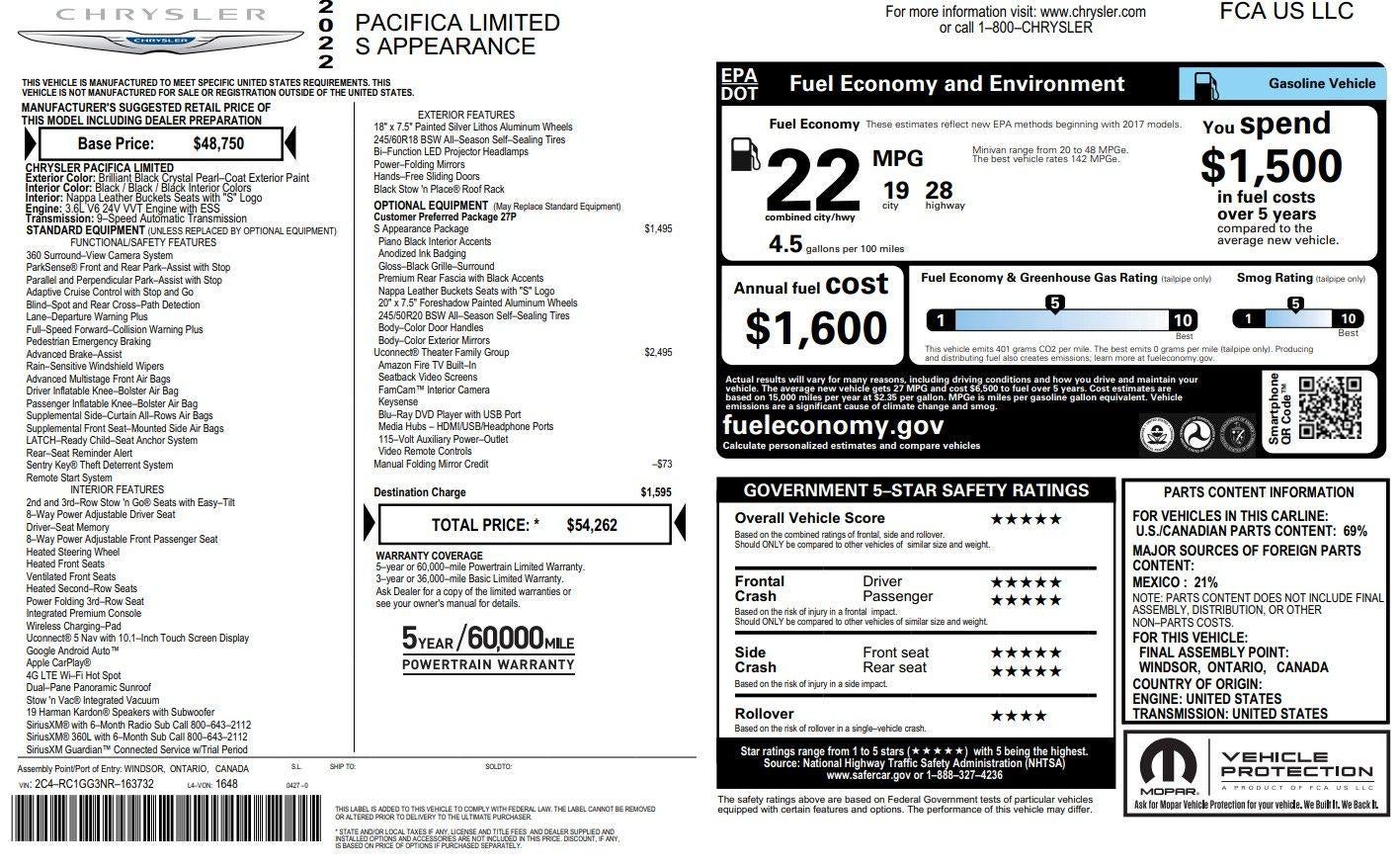 2022 Chrysler Pacifica Limited
