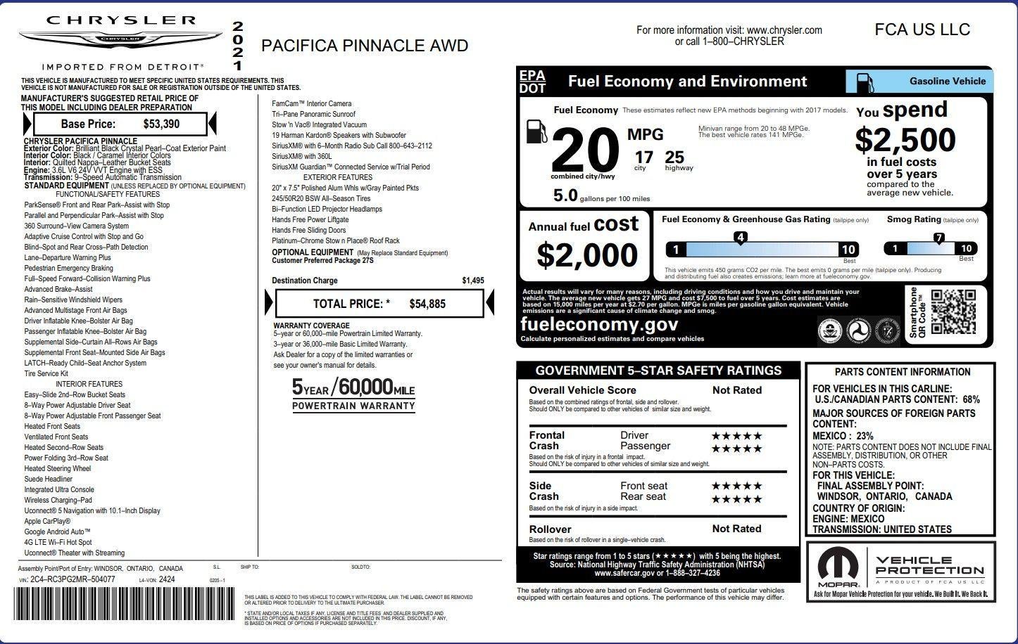 2021 Chrysler Pacifica Pinnacle
