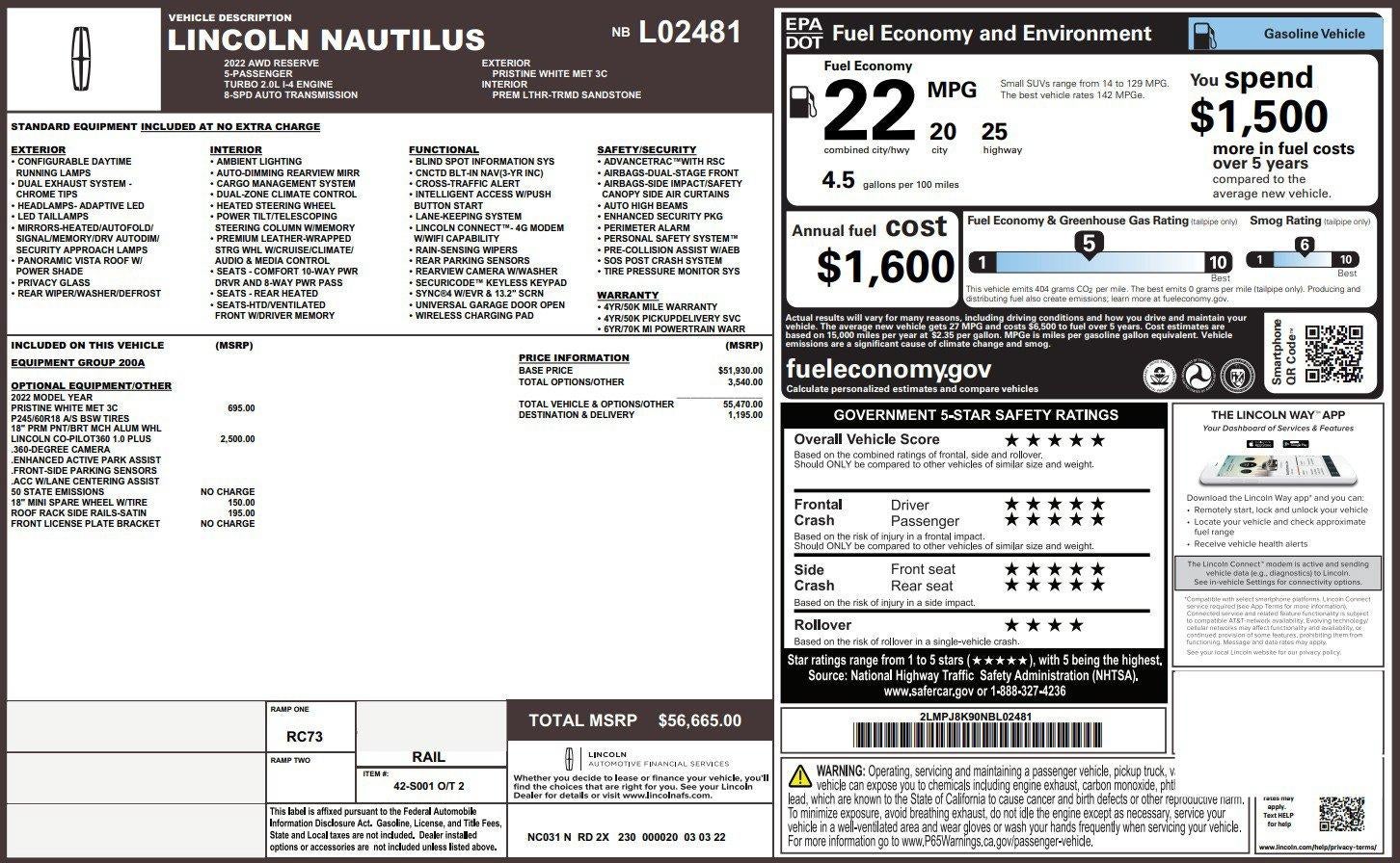 2022 Lincoln Nautilus Reserve
