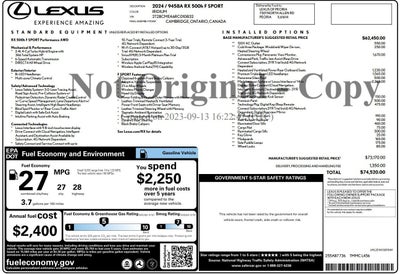 2024 Lexus RX 500h F SPORT Performance