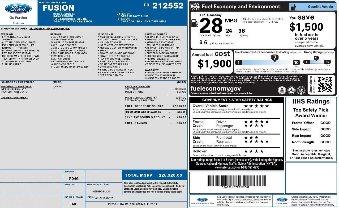 2015 Ford Fusion SE