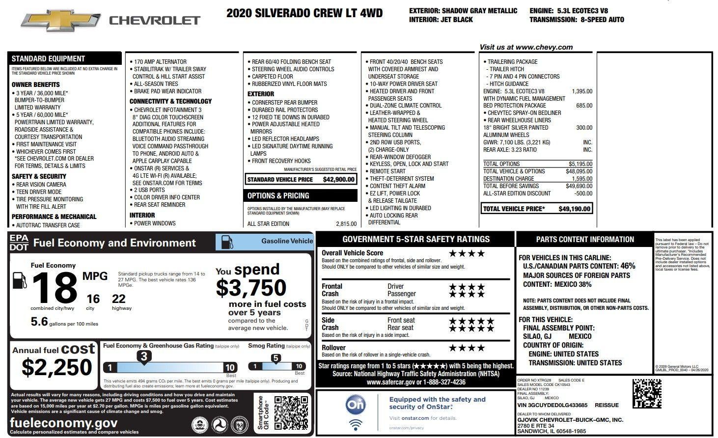 2020 Chevrolet Silverado 1500 LT All Star Edition