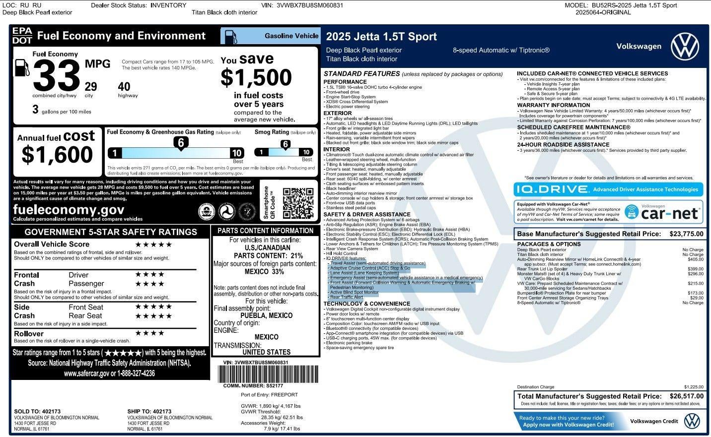 2025 Volkswagen Jetta 1.5T Sport