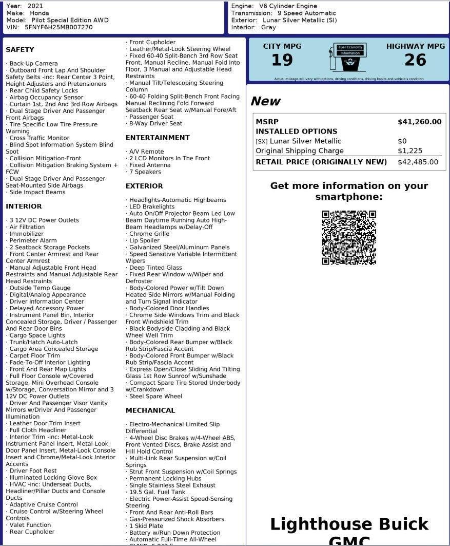 2021 Honda Pilot Special Edition