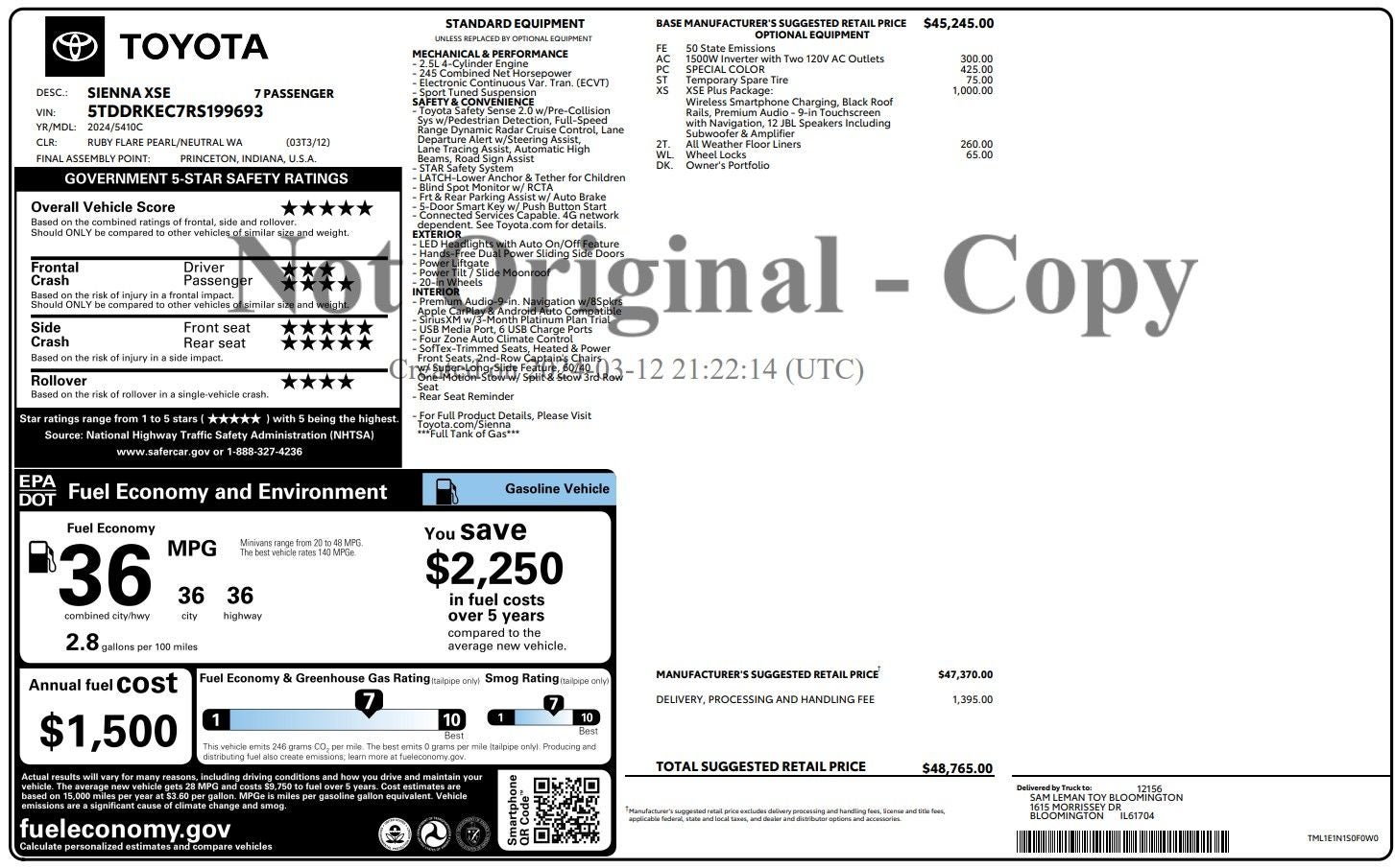 2024 Toyota Sienna XSE