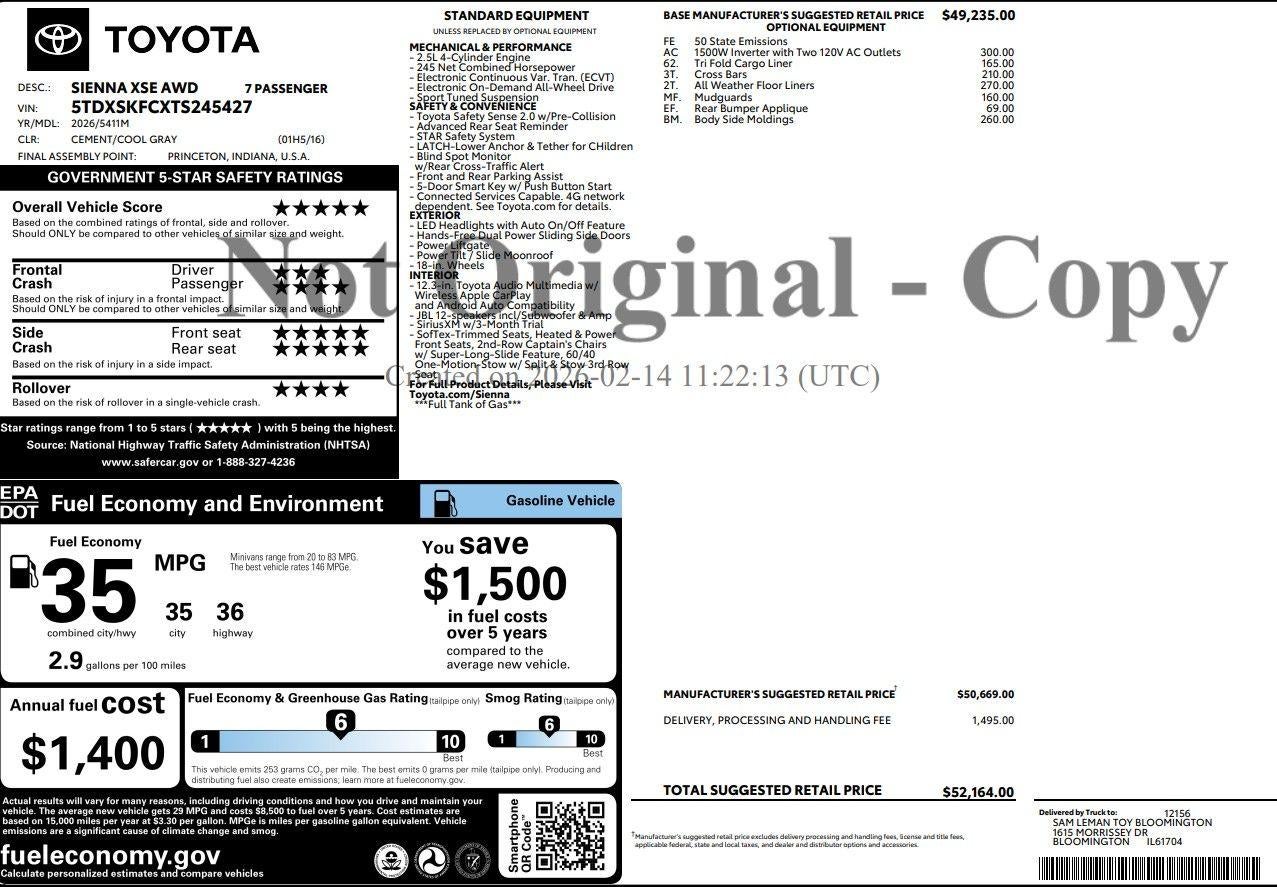 2026 Toyota Sienna XSE
