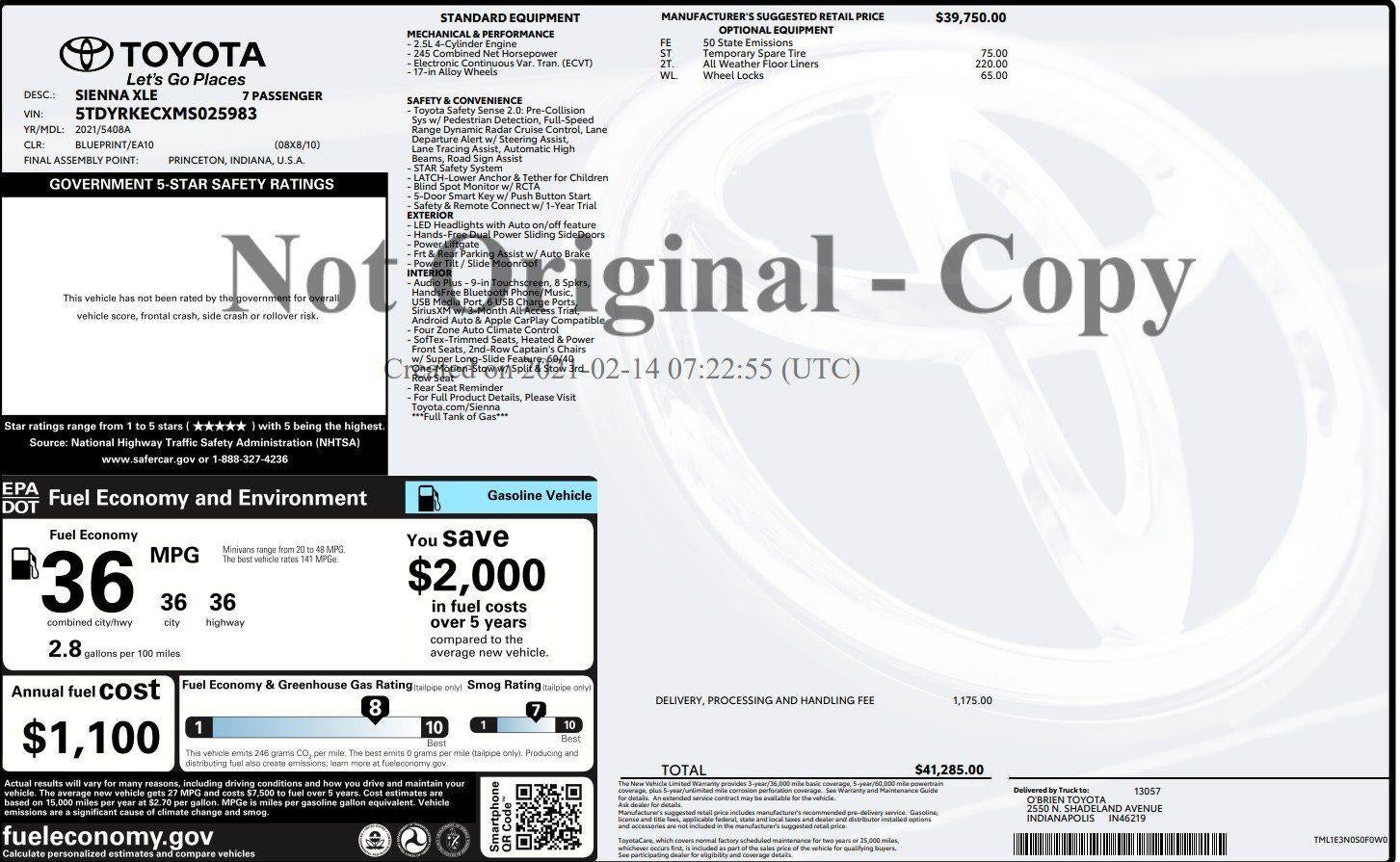 2021 Toyota Sienna XLE