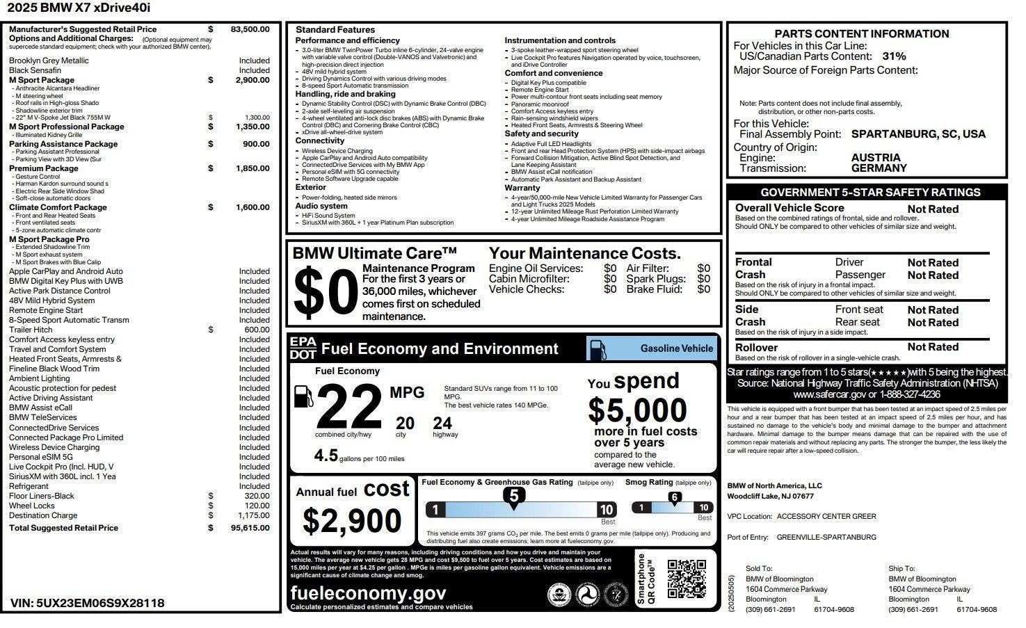 2025 BMW X7 xDrive40i