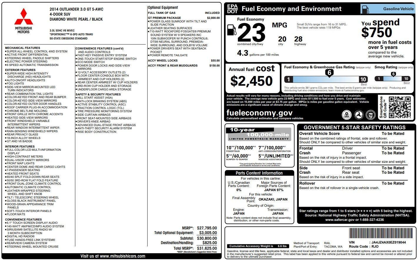 2014 Mitsubishi Outlander GT