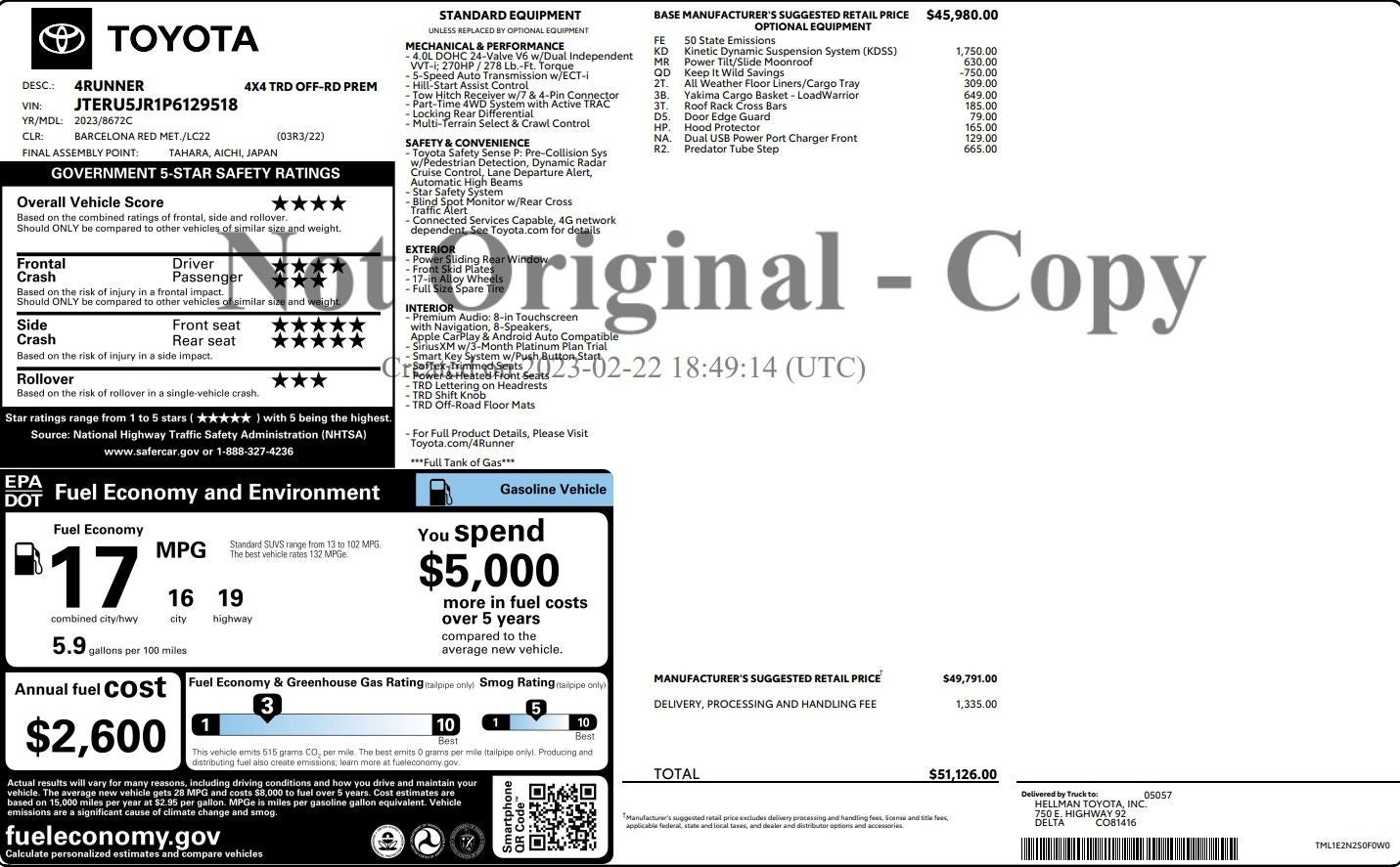 2023 Toyota 4Runner TRD Off-Road Premium