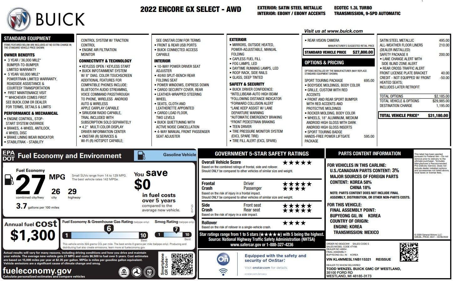 2022 Buick Encore GX Select