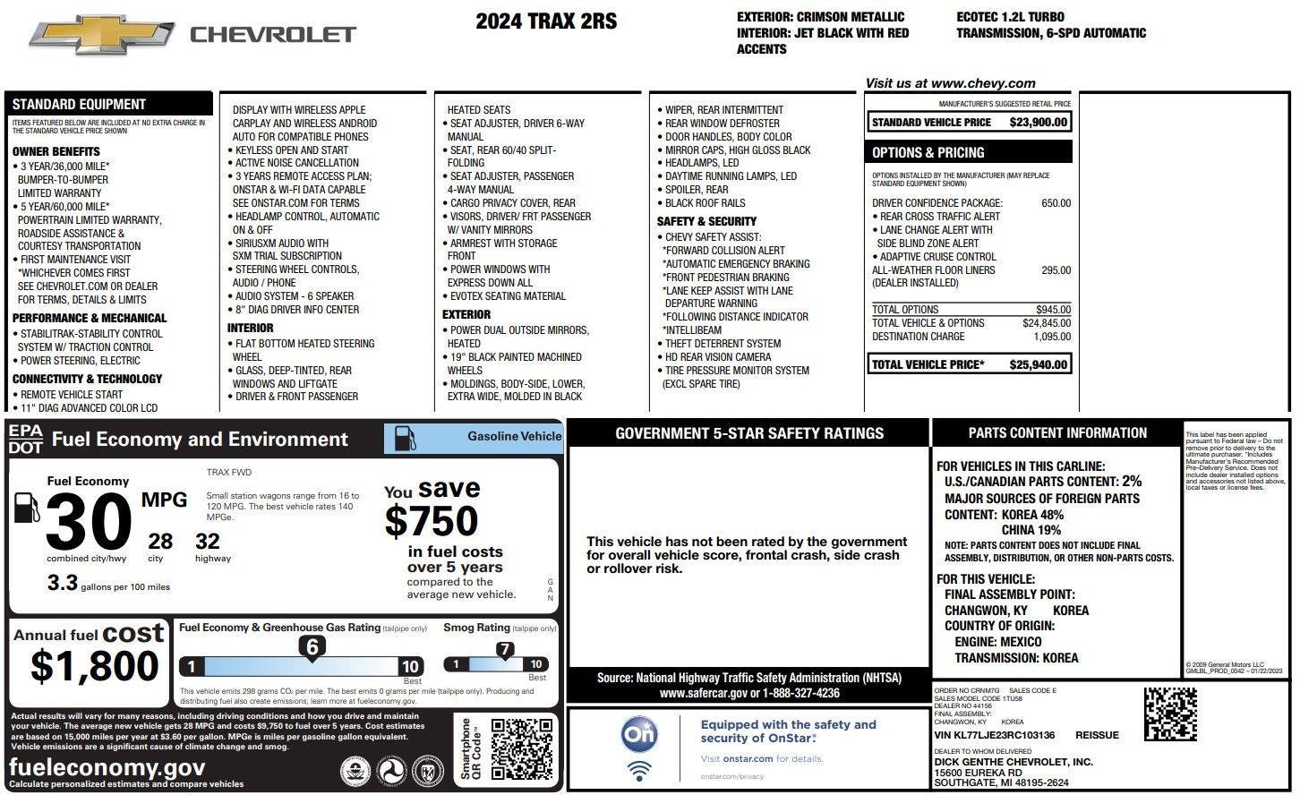 2024 Chevrolet Trax 2RS